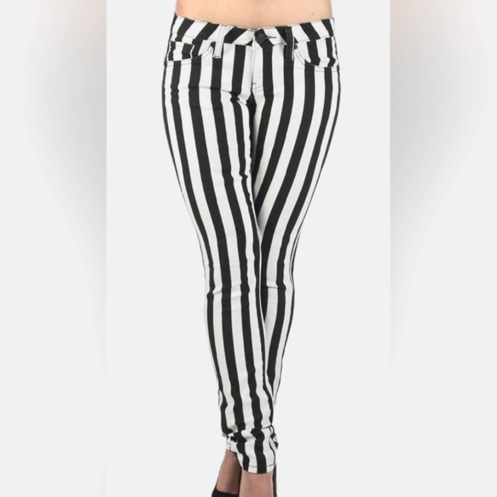 Black & White Striped Classic Sexy Skinny & Bootcut Jeans size 14